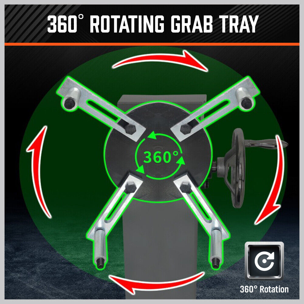 Super Heavy Duty 800kg Folding Engine Stand with a 1763lb capacity, perfect for auto workshops and engine repairs. Features a robust, heavy gauge steel construction, adjustable arms, and a 360-degree rotating mount for efficient engine handling. Durable red powder-coated finish for long-lasting use