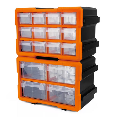 Wall-mountable modular parts organizer with 16 drawers for garage tools and hardware storage - HORUSDY Professional Tools Australia