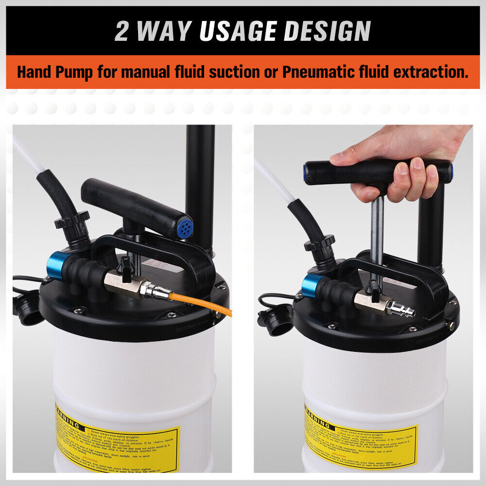 7L Manual & Pneumatic Multi-Purpose Oil Extractor with Suction Tubes for Vehicles and Machinery