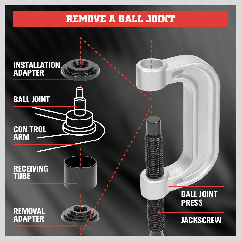 10-Piece Ball Joint Removal and Press Service Tool Kit with Case for 4x4 Vehicle Repairs