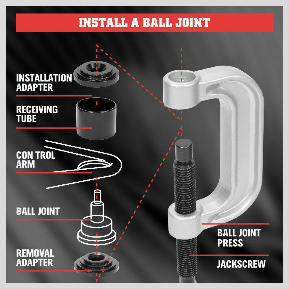 10-Piece Ball Joint Removal and Press Service Tool Kit with Case for 4x4 Vehicle Repairs