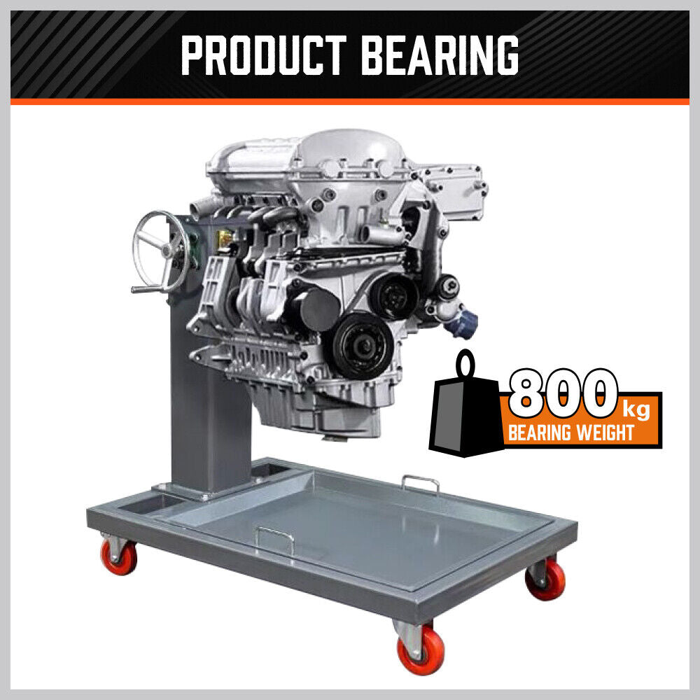 Super Heavy Duty 800kg Folding Engine Stand with a 1763lb capacity, perfect for auto workshops and engine repairs. Features a robust, heavy gauge steel construction, adjustable arms, and a 360-degree rotating mount for efficient engine handling. Durable red powder-coated finish for long-lasting use