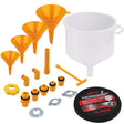 Durable and spill-proof 19Pc radiator coolant refilling funnel kit with versatile functionality and fluid stopper.