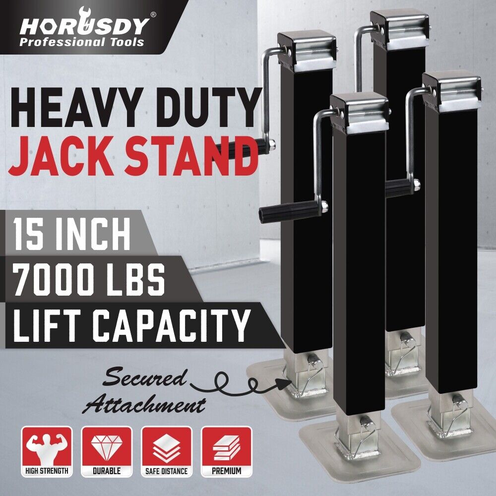 HORUSDY 4-Piece 7000LBS Heavy Duty Trailer Jack Stand Set - Caravan Stabilizer Legs for Enhanced Load Support