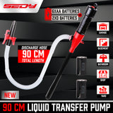battery operated liquid transfer pump with 90cm discharge hose for fuel, water, oil and non-corrosive liquid transfer
