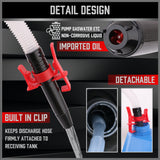 battery operated liquid transfer pump with 90cm discharge hose for fuel, water, oil and non-corrosive liquid transfer