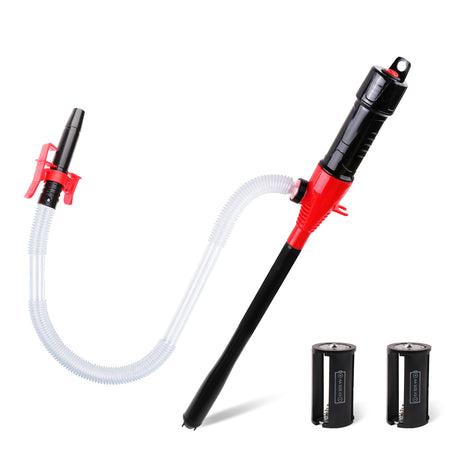 battery operated liquid transfer pump with 90cm discharge hose for fuel, water, oil and non-corrosive liquid transfer