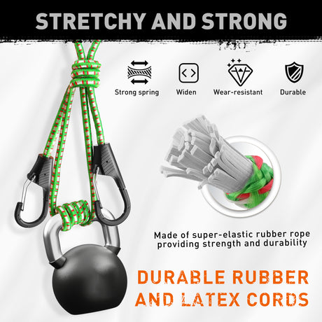 48" Bungee Cords with Carabiner Clips 10PCS Heavy Duty