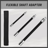 3-piece flexible socket extension bar set with 1/4, 3/8 and 1/2 inch drive locking flex shaft adapters for ratchets and socket tools