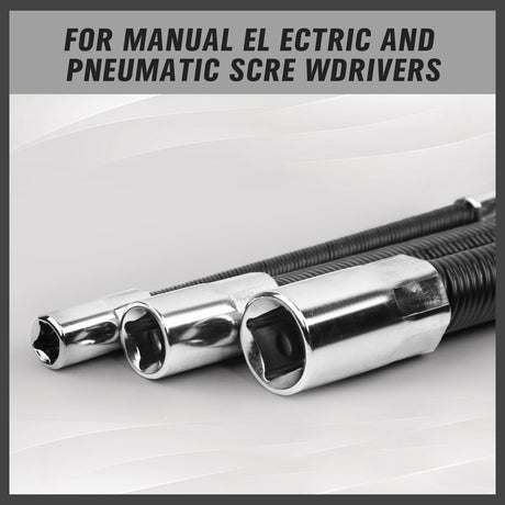 3-piece flexible socket extension bar set with 1/4, 3/8 and 1/2 inch drive locking flex shaft adapters for ratchets and socket tools