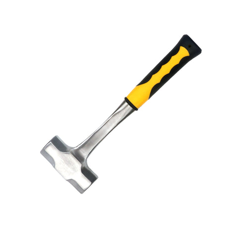 Sturdy 2LB/3LB steel hammer featuring a double octagonal head, solid forged one-piece design with a ribbed rubber grip handle for secure use.