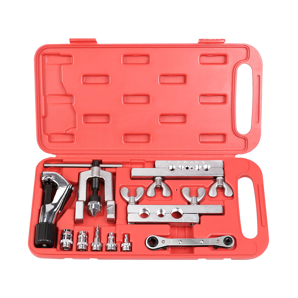 10-Piece Precision Flaring Tool Kit with Swage Dies and Tube Cutter for Automotive Air Conditioning and Brake Lines