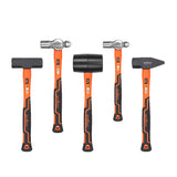 Comprehensive 5-Piece Hammer Set with TPR Grip Handles - Features Ball Pein, Rubber Mallet, Sledge, and Cross Pein Hammers