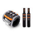 Adjustable magnetic wristband with strong magnets for securing screws, bolts, and nails.