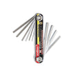 10-piece metric folding hex key set in a pocket-sized aluminum holder. Hardened chrome vanadium steel keys range from H1.5 to H6. For professionals and DIYers.