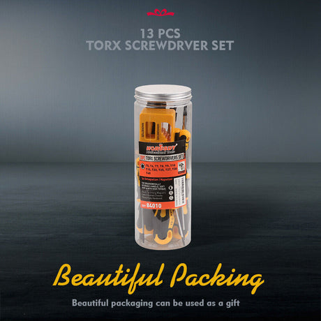 HORUSDY 13-Piece Magnetic Torx Screwdriver Set, T5-T40 Star Sizes, with Chromium Molybdenum Vanadium Steel and Magnetizer Demagnetizer Tool