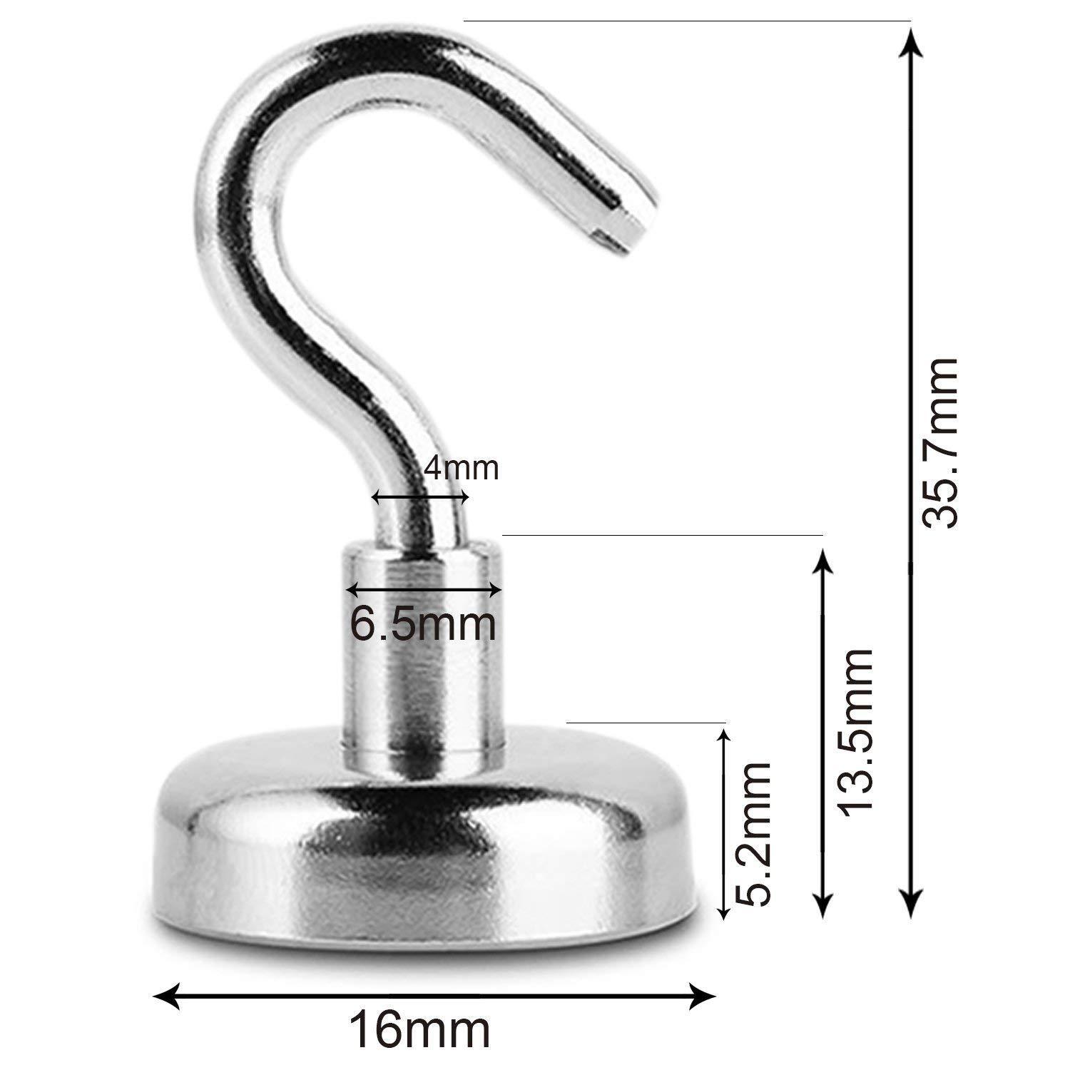 Set of 15 Durable Neodymium Magnetic Hooks with 12LB Holding Capacity for Versatile Use