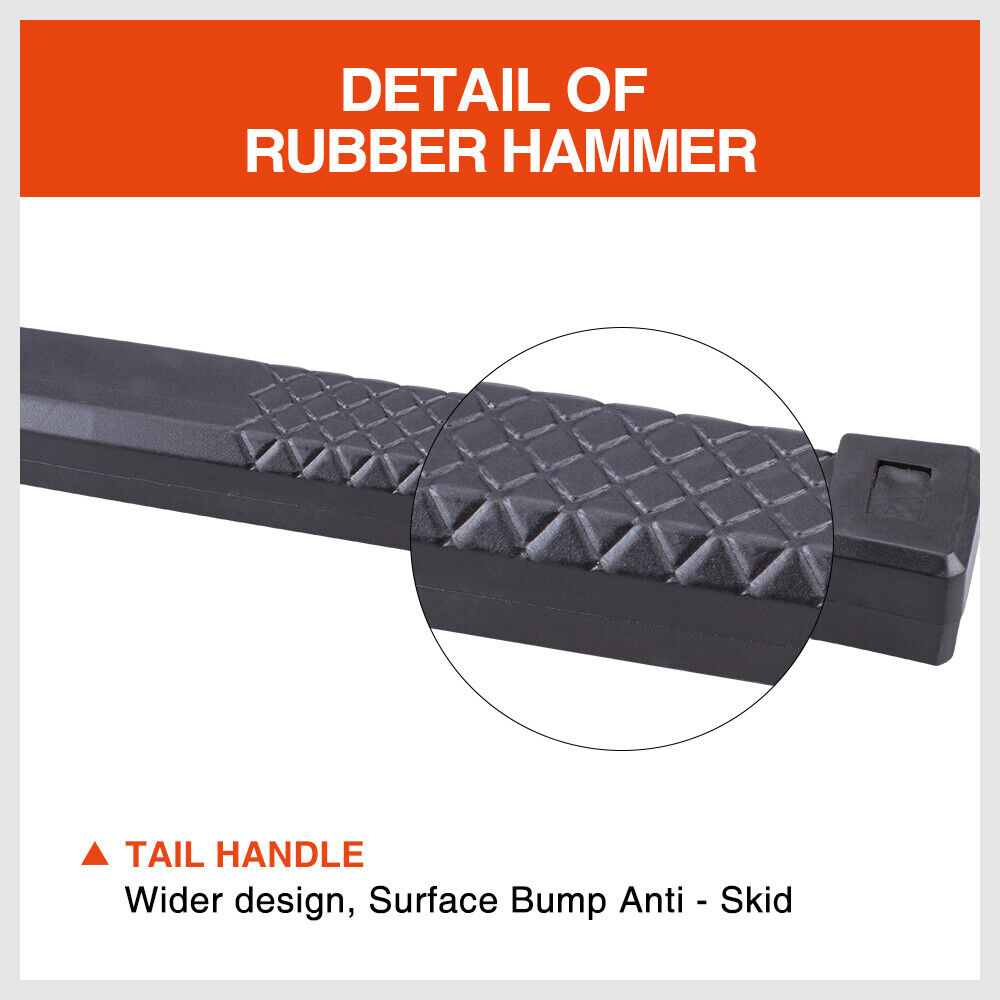 Durable 2/3LB dead blow rubber mallet hammer with a one-piece molded design and soft grip handle for automotive repairs