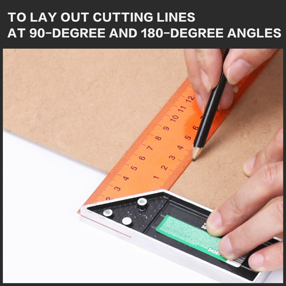 Durable 300mm Triangle Ruler with Etched Scales for Woodworking and Angle Measurement