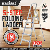 Compact and Lightweight Folding Ladder - Non-Slip Platform, Multi-Purpose Aluminum Design (3/4/5 Steps) - Ideal for Home and Work