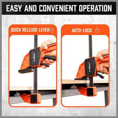 2-Pack HORUSDY 12-inch Woodworking Bar Clamps with Quick Clamp and Spreader Function, 300Lbs Load Capacity
