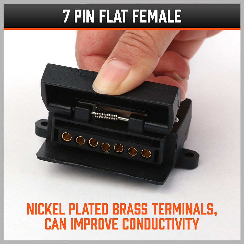 Durable 7 Pin Flat to 12 Pin Flat Trailer Adaptor - Waterproof ABS Caravan Connector in Black