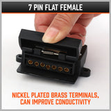 Durable 7 Pin Flat to 12 Pin Flat Trailer Adaptor - Waterproof ABS Caravan Connector in Black