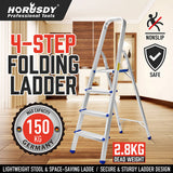 Compact and Lightweight Folding Ladder - Non-Slip Platform, Multi-Purpose Aluminum Design (3/4/5 Steps) - Ideal for Home and Work