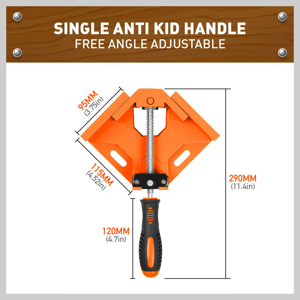 Durable 90° Right Angle Corner Clamp - Cast Alloy Body, Single Handle Design, Suitable for Woodworking and Welding Projects