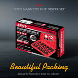Complete 12-Piece Metric and Imperial Magnetic Nut Driver Set for Quick and Secure Fastening
