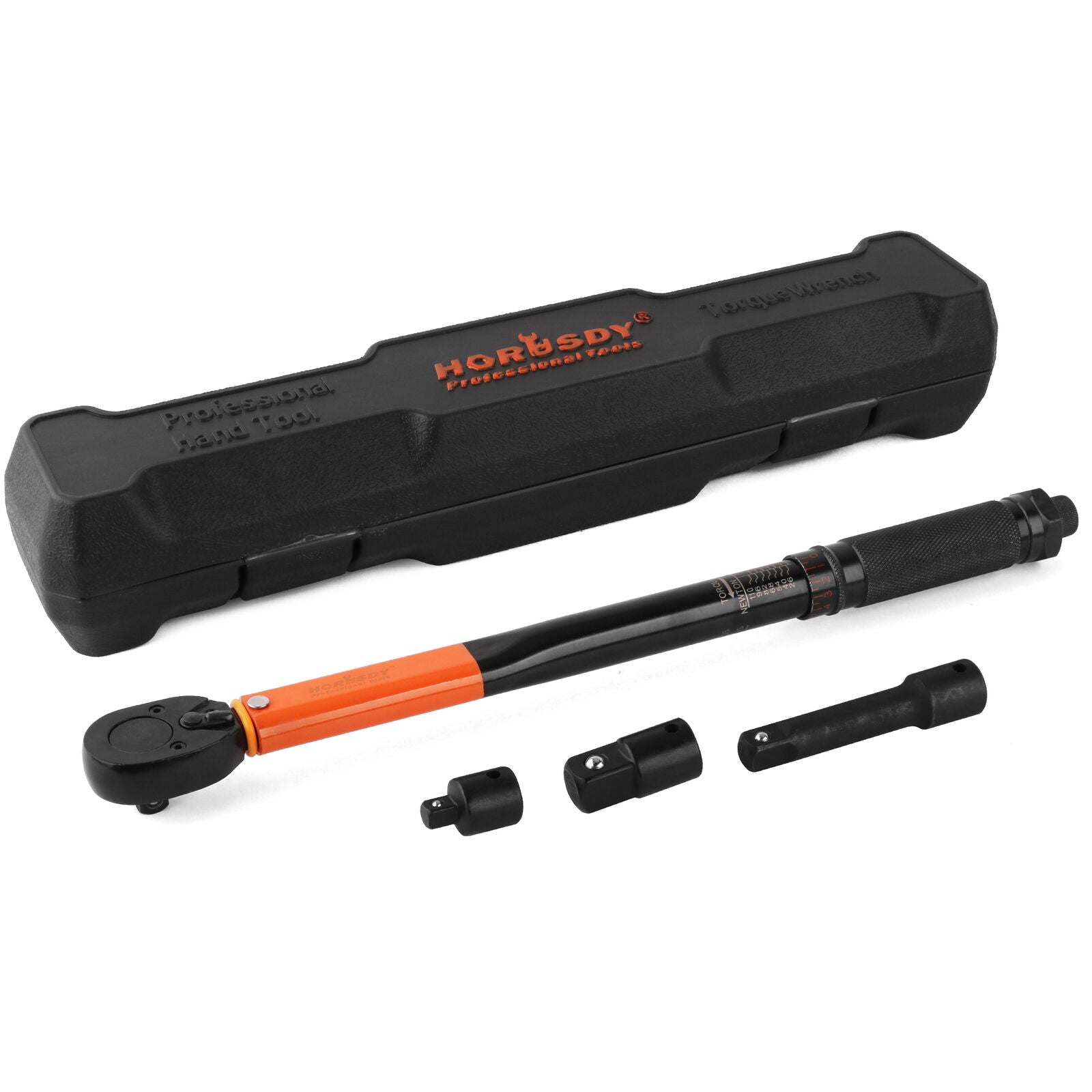 HORUSDY 4-Piece 3/8-Inch Drive Click Torque Wrench Kit with Adaptors and Extension Bar - Precision and Durability for Tightening Tasks