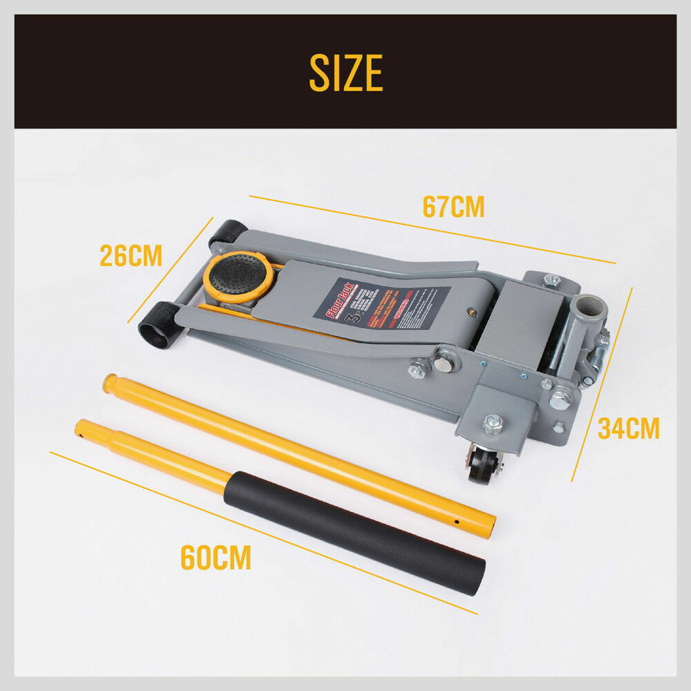 Close-up of the Hydraulic Floor Jack's Low Profile Design for Easy Access under Vehicles