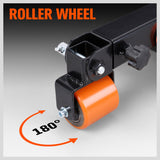 Professional Vehicle Fender Roller, a vital tool for auto repair, featuring an iron body for optimal hardness. Fully adjustable arm for gradual pull or push, versatile for a range of vehicle fender repairs. Includes 5 conical lug nut rings and a manual, with a minimum length of 300mm and a maximum of 578mm, weighing 6.8kg