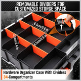 HORUSDY Double-Sided Tool Box with 34 Compartments, Removable Dividers, and Durable Impact-Resistant Design