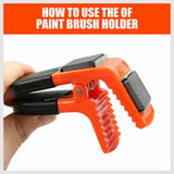 Convenient 2-in-1 magnetic clamp with integrated brush holder and paint can opener, designed to enhance painting efficiency and organization.