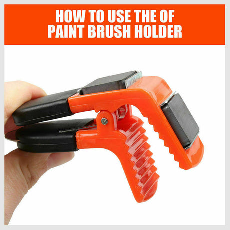Convenient 2-in-1 magnetic clamp with integrated brush holder and paint can opener, designed to enhance painting efficiency and organization.