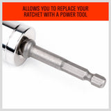 Durable 3Pc Drill Socket Adapter Set with chrome vanadium steel construction for impact drivers or drills.