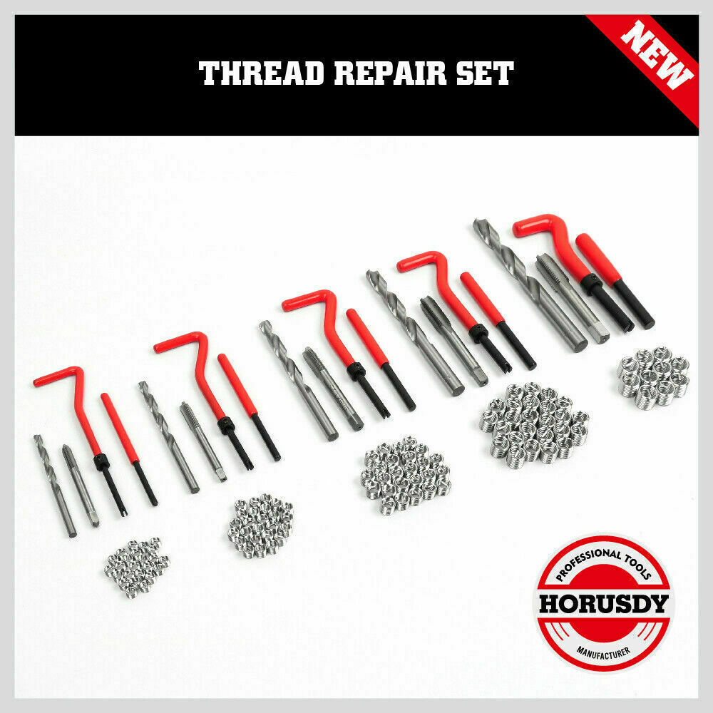 Comprehensive 131-Piece Imperial Thread Repair Kit with Helicoil Inserts, Tools, and Case for SAE Standards