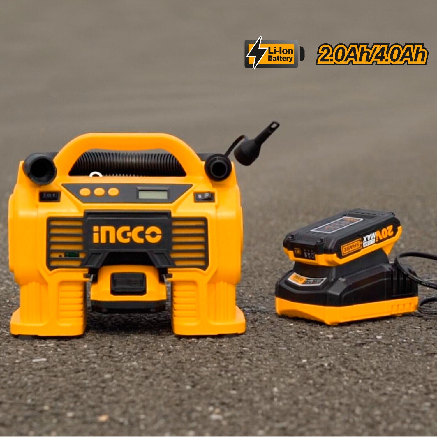 INGCO Air Compressor Tyre Inflator Pump with LED Display