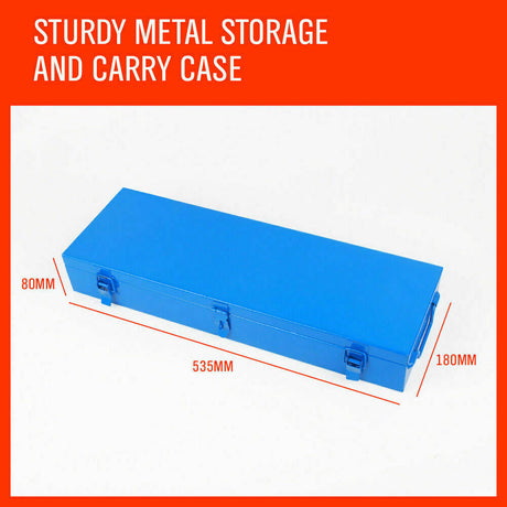  Comprehensive 27-piece heavy-duty socket and wrench set with 3/4" drive in both metric and imperial sizes, including ratchet, sliding T-bar, and extension bars in a durable steel case.