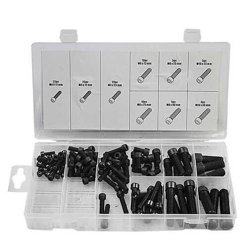 Complete 150-Piece Black Grub Screw Assortment Kit Ranging from 5mm to 8mm