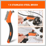 Durable 3-piece wire brush set with brass, stainless steel, and nylon brushes, each 170mm long, perfect for cleaning and polishing various surfaces.