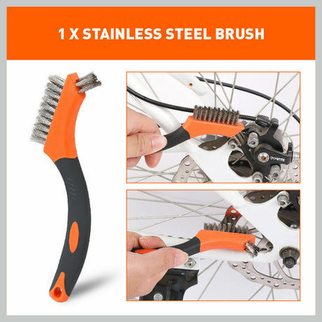 Durable 3-piece wire brush set with brass, stainless steel, and nylon brushes, each 170mm long, perfect for cleaning and polishing various surfaces.