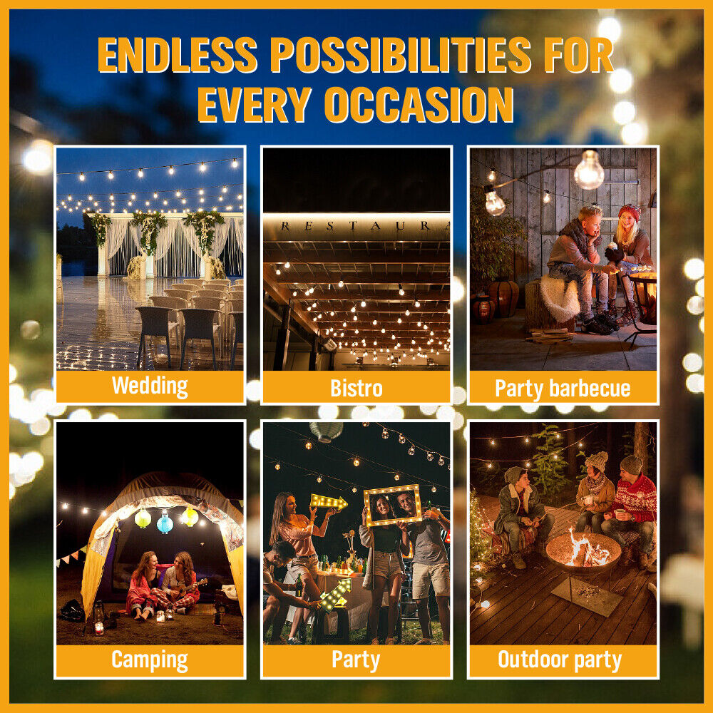 HORUSDY Solar-Powered String Lights - 15 LED, 18.2M, Waterproof for Festoon Wedding Party