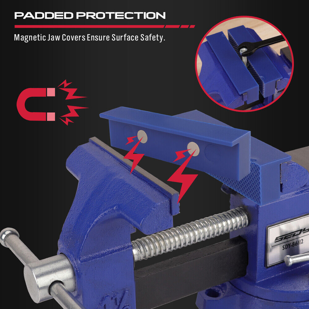 HORUSDY 4.5-Inch Blue Bench Vise with Multi-Jaw Design and Magnetic Jaw Pad, Ideal for Woodworking, Welding, and Precise Clamping