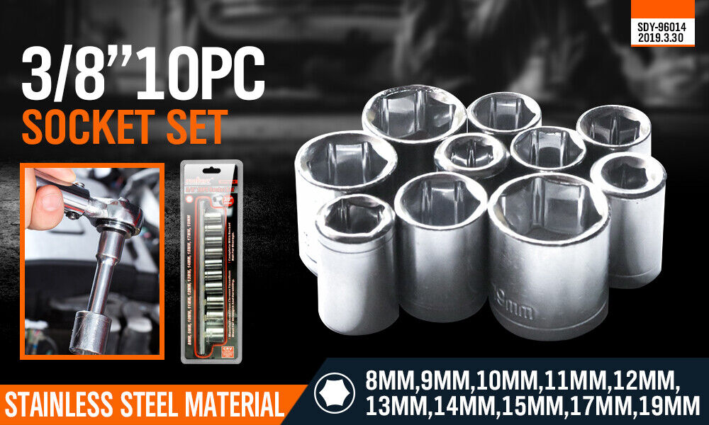 Metric Socket Set with Various Socket Sizes on Rail