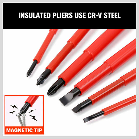 6pc Insulated Screwdriver Set with Magnetic Tips and VDE 1000V Rating