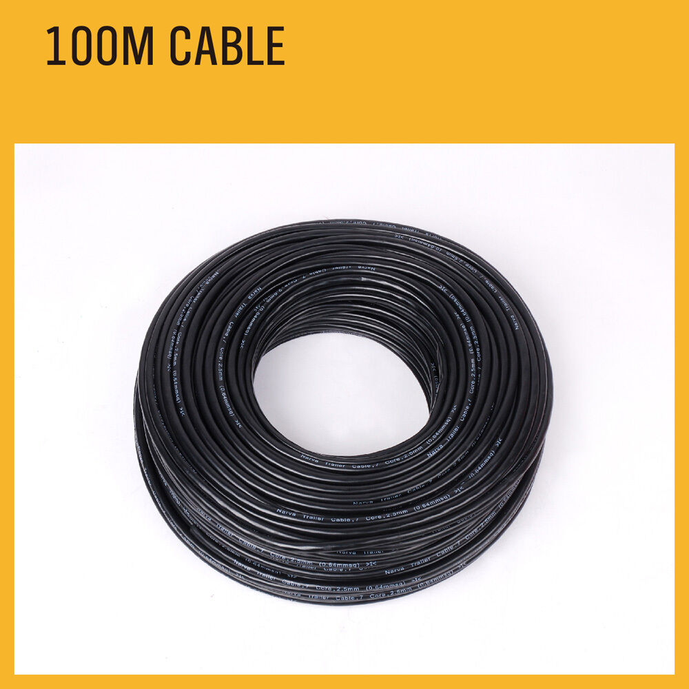 Heavy-Duty 100M x 7 Core Trailer Wire Cable in Black V90 PVC for Automotive and Marine Applications