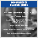 High-Quality 7-Inch Flush Side Cutter Diagonal Pliers - Induction-Hardened Edge, Carbon Steel Construction, ProTouch Grips