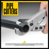 Durable PVC pipe cutter with spring-loaded handles for cutting PEX and polyethylene tubing